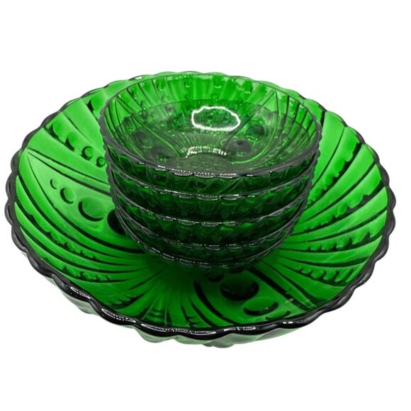 Vintage Anchor Hocking Vibrant Green Bubble Bowls - Picture 1 of 8